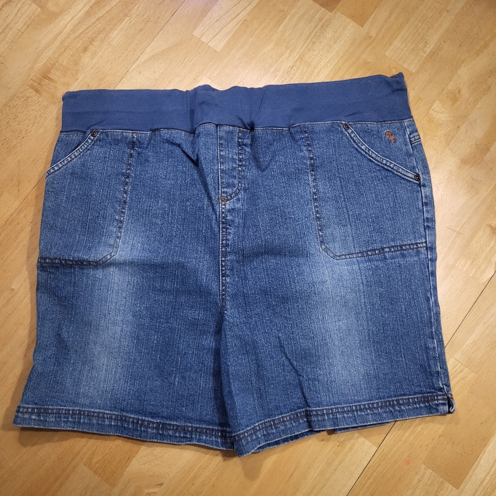 New Additions Maternity Womens Blue Jean Denim  Shorts Plus Size  XL